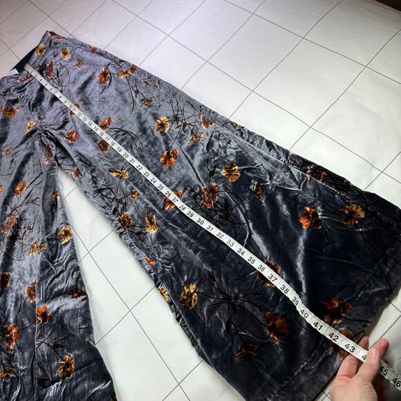 Anthropologie Ett Twa Pants Womens Small Gray Jesse Velvet Floral Wide Leg Party - Picture 11 of 12